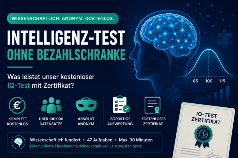 Intelligenz-Test ohne Bezahlschranke: Was leistet unser kostenloser IQ-Test mit Zertifikat?