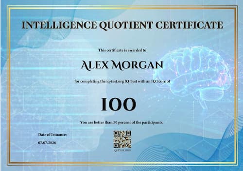IQ Test Zertifikat Beispielbild